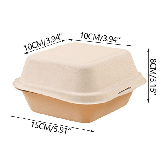 Beautynvta 50 Pcs Bento Cake Boxes with 50 Sheets Greaseproof Papers, Single Compartment Clamshell Takeout Containers, Disposable To Go Boxes for Hamburger, Sandwiches, Salad