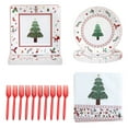 thumbnail image 1 of Beautynvta 50 Pcs Christmas Tableware Party Supplies, Disposable Merry Christmas Dinnerware Set with Paper Plates, Napkins and Forks for Holiday Party & Dinner Decorations, 1 of 6