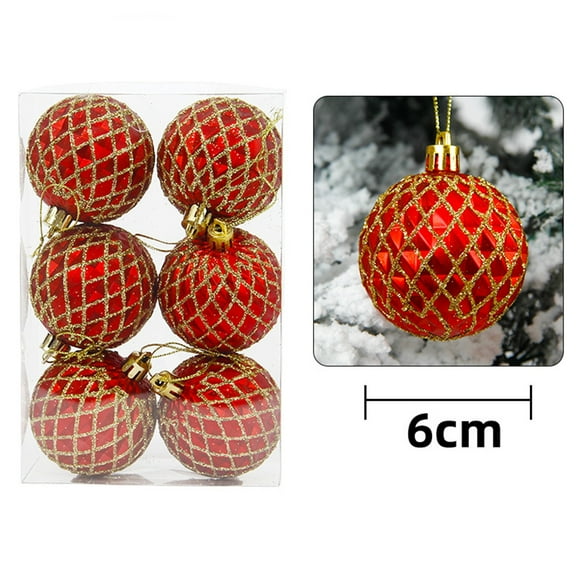 Beautynvta 6 Pcs Christmas Ball Ornaments Set, Glitter Painted Electroplated Hanging Balls Decorations, Shatterproof Plastic Xmas Tree Ornaments for Holiday Wedding Party Decor