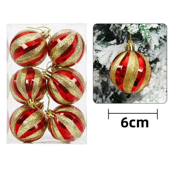 Beautynvta 6 Pcs Christmas Ball Ornaments Set, Glitter Painted Electroplated Hanging Balls Decorations, Shatterproof Plastic Xmas Tree Ornaments for Holiday Wedding Party Decor