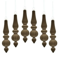 Beautynvta 6 Pcs Christmas Ball Ornaments, Velvet Cone Shaped Christmas Ball Hanging Ornaments Flocked Shatterproof Christmas Ornaments for Home Party Holiday Decor, Khaki