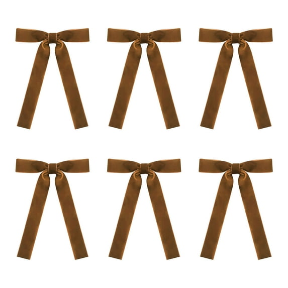 Beautynvta 6 Pcs Velvet Christmas Tree Bows, Vintage Rustic Small Craft Ribbon Bows for Garland Wreath Gift Wrapping Candy Bags Party DIY Decorations, 5.1''x7.1''