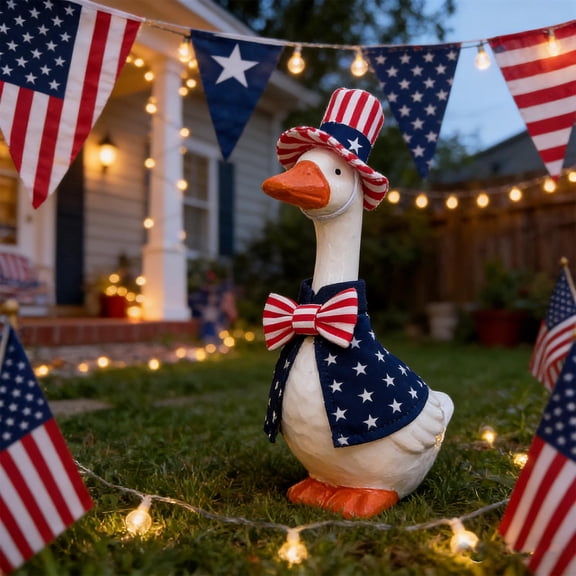 Beautynvta 7 Inch Desk Goose Outfits, 4th of July Desk Goose Costumes, Patriotic Goose Clothes for 7" Desktop Magnetic Goose Statue, Office Table Decor