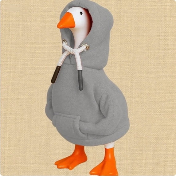 Beautynvta 7 Inch Desk Goose Outfits, Gray Mini Hoodie Tabletop Goose Accessory, Magnetic Goose Statue Key Holder Clothes for Table, Porch and Holiday Decoration