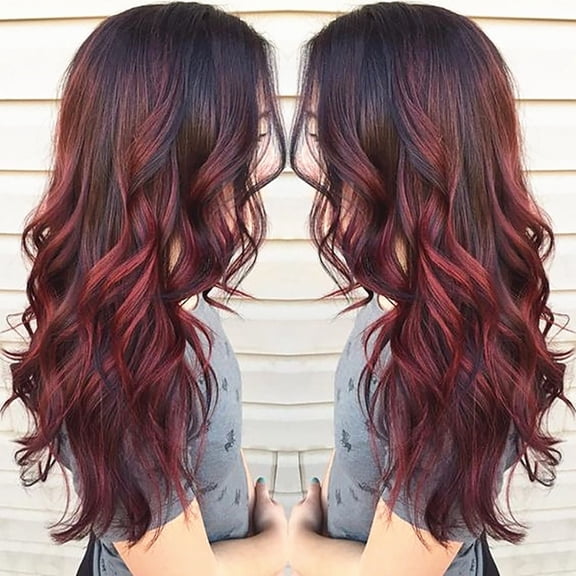 Beautynvta 70CM Gradient Red Party Wigs Long Curly Hair Mixed Colors Synthetic Wig