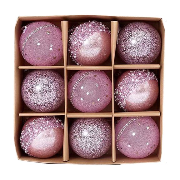 Beautynvta 9 Pcs Christmas Ball Ornaments, 3.15'' Glitter Sequin Shatterproof Plastic Christmas Tree Ornaments, Christmas Decoratiins Hanging Ornaments for Holiday Party Wedding Decor