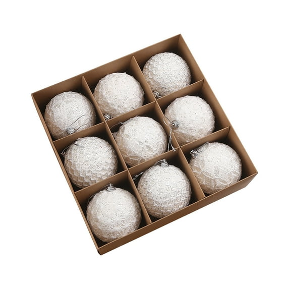 Beautynvta 9 Pcs Christmas Ball Ornaments, 3'' Shatterproof Plastic Christmas Ornaments Hanging Ball Decorations for Xmas Tree, Holiday, Wedding, Party