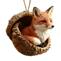 Beautynvta Animal Christmas Ornaments, Cozy Forest Animal in Acorn Ornaments for Christmas Tree, 2D Acrylic Flat Woodland Animal Pendant for Home Party Decor