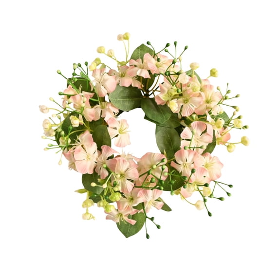 Beautynvta Artificial Flower Wreath, 3.15'' Mini Floral Wedding Candle Rings Wreaths for Spring Summer Table Centerpiece Party Home Door Decoration