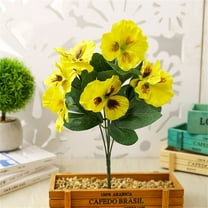 Beautynvta Artificial Flowers for Outdoors, Faux Pansies Flowers, Fake Silk Plants Flowers for Home Front Porch Garden Window Patio Decoration, Yellow