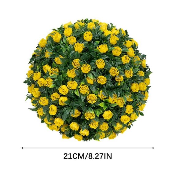 Beautynvta Artificial Grass Rose Flower Ball, Indoor Decorative Hanging Plant Ball, 8.26'' Artificial Topiary Ball for Indoor Ceiling Balcony Garden Wedding and Home Decor