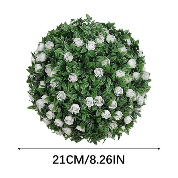 Beautynvta Artificial Grass Rose Flower Ball, Indoor Decorative Hanging Plant Ball, 8.26'' Artificial Topiary Ball for Indoor Ceiling Balcony Garden Wedding and Home Decor