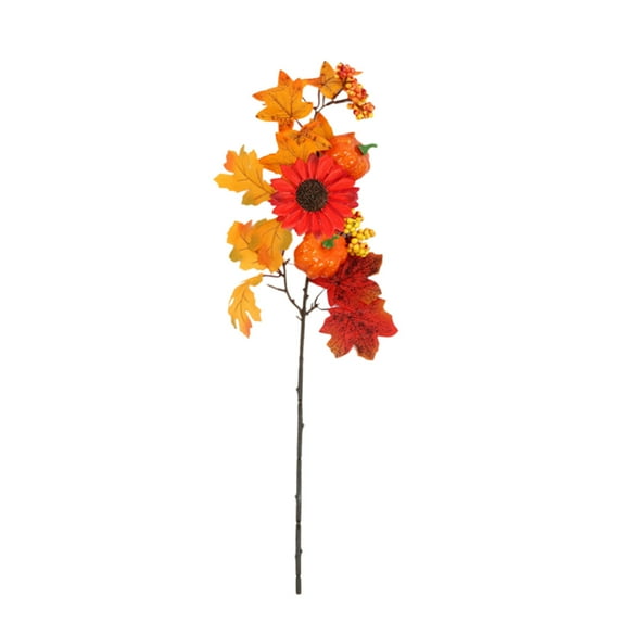 Beautynvta Artificial Maple Leaf Flower, Fake Fall Long Stem Maple Leaves Sunflower Pumpkin Flower Branch, Faux Autumn Flower for Halloween Thanksgiving Vase Decoration