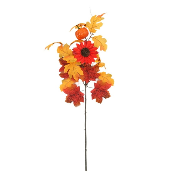 Beautynvta Artificial Maple Leaf Flower, Fake Fall Long Stem Maple Leaves Sunflower Pumpkin Flower Branch, Faux Autumn Flower for Halloween Thanksgiving Vase Decoration