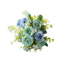Beautynvta Artificial Peonies Silk Flowers, Faux Peony Bouquet, Fake Plastic Flower for Florals Arrangements Home Wedding Table Centerpiece Vase Decoration, Blue