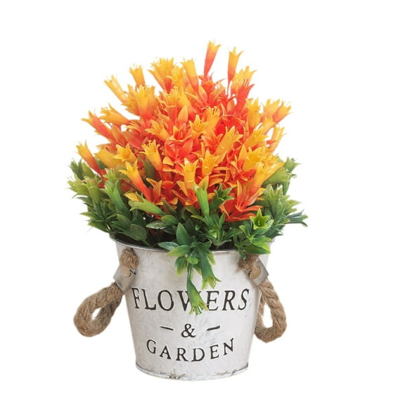 Beautynvta Artificial Plants Potted, Small Faux Plants Potted, Artificial Flowers, Potted Plants for Home Decor Office Decor Room Decor Indoor Table Bathroom Decor, Orange