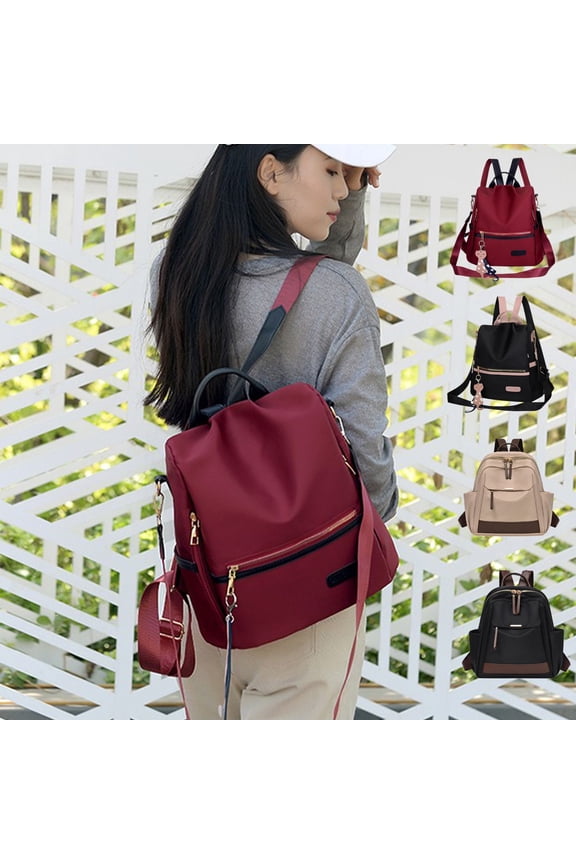 Beautynvta Backpack Purse for Women, Fashion Oxford Cloth Convertible Shoulder Handbag Travel Bag Back Open Pocket Handbag, 9.8x4.7x13 In