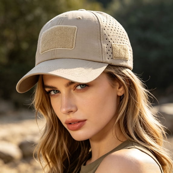 Beautynvta Baseball Cap with Loop Field, Outdoor Breathable Sports Hat, Mesh Sunshade Hat for Men Women Outdoor Hiking Fishing