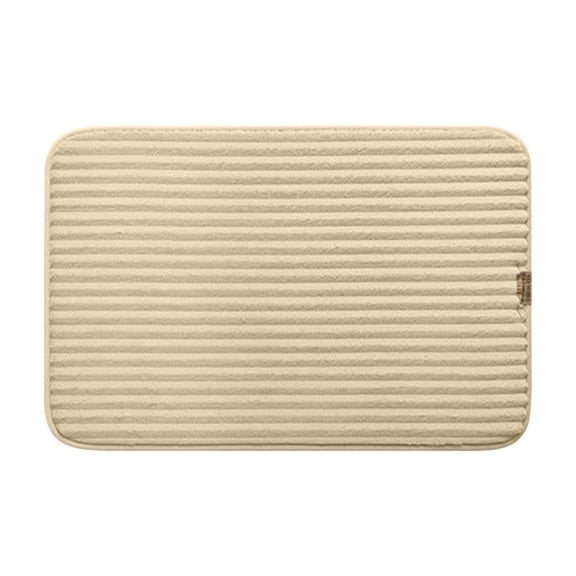 Beautynvta Bath Rug Mat, Super Absorbent Quick Drying Bath Mats for Bathroom, Soft Non Slip Washable Bathroom Floor Mats, Stripe Mats, 15.7x23.6 In, Khaki