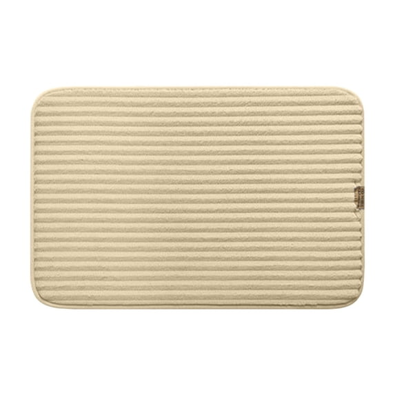 Beautynvta Bath Rug Mat, Super Absorbent Quick Drying Bath Mats for Bathroom, Soft Non Slip Washable Bathroom Floor Mats, Stripe Mats, 15.7x23.6 In, Khaki