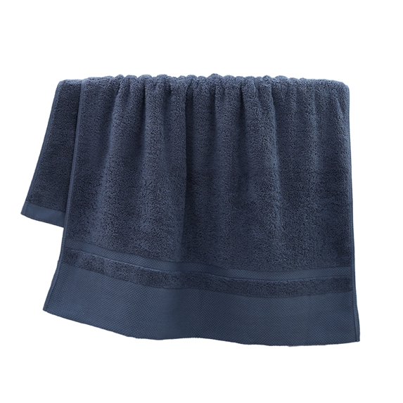 Beautynvta Bath Towels for Bathroom, Solid Color Cotton Bath Towel, Soft Absorbent Thickened Bath Towels for Bathroom, Travel, Camp, Hotel, and Spa, 39.4''x19.7'', Blue