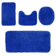thumbnail image 1 of Beautynvta Bathroom Rugs Sets 4 Pieces, Lid Cover Bathroom Shower Rugs, U-Shaped Toilet Mat, Microfiber Plush Bath Mats, Non-Slip Water Absorption Quick Drying Bath Rugs, Blue, 1 of 8