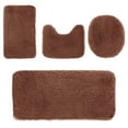 thumbnail image 1 of Beautynvta Bathroom Rugs Sets 4 Pieces, Lid Cover Bathroom Shower Rugs, U-Shaped Toilet Mat, Microfiber Plush Bath Mats, Non-Slip Water Absorption Quick Drying Bath Rugs, Brown, 1 of 8