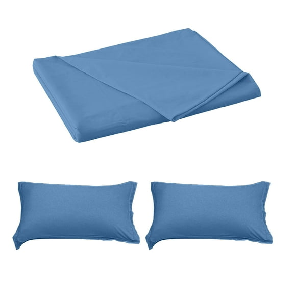 Beautynvta Bed Sheets Sets of 3, Comfy Breathable Cooling Bed Sheets & 2 Pillowcases Set, Microfiber Bed Sheet Set, Fade & Wrinkle Resistant, 59x90 In, Dark Blue