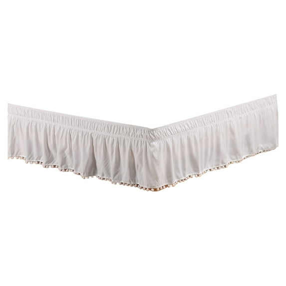 Beautynvta Bed Skirt, Wrap Around Bed Skirts for Queen Beds 15" Drop, Adjustable Elastic Dust Ruffles, Wrinkle & Fade Resistant, Machine Washable, White