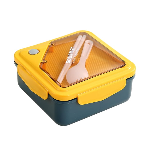 Beautynvta Bento Box for Adults, Plastic Lunch Box with Spoon & Fork, Leak Proof Square Lunch Box with 2 Compartments, Meal Prep Food Storage Containers, Microwave & Dishwasher Safe