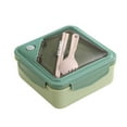 thumbnail image 1 of Beautynvta Bento Box for Adults, Plastic Lunch Box with Spoon & Fork, Leak Proof Square Lunch Box with 2 Compartments, Meal Prep Food Storage Containers, Microwave & Dishwasher Safe, 1 of 3
