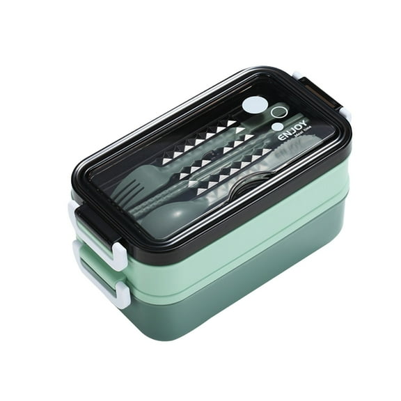 Beautynvta Bento Box for Adults, Stackable Double Layer Lunch Box with Removable Utensil Set, Lunch Box with Leak-Proof Lid, Microwave & Dishwasher Safe, BPA-Free