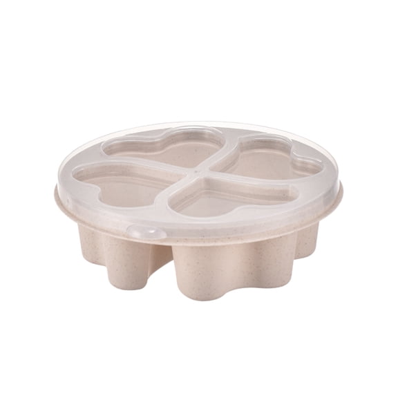 Beautynvta Bento Snack Boxe with Clear Lid, Fruit Snack Candy Box with 4 Heart Shaped Compartments, Divided Snack Storage Containers, White