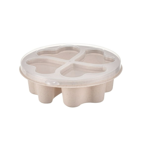 Beautynvta Bento Snack Boxe with Clear Lid, Fruit Snack Candy Box with 4 Heart Shaped Compartments, Divided Snack Storage Containers, White