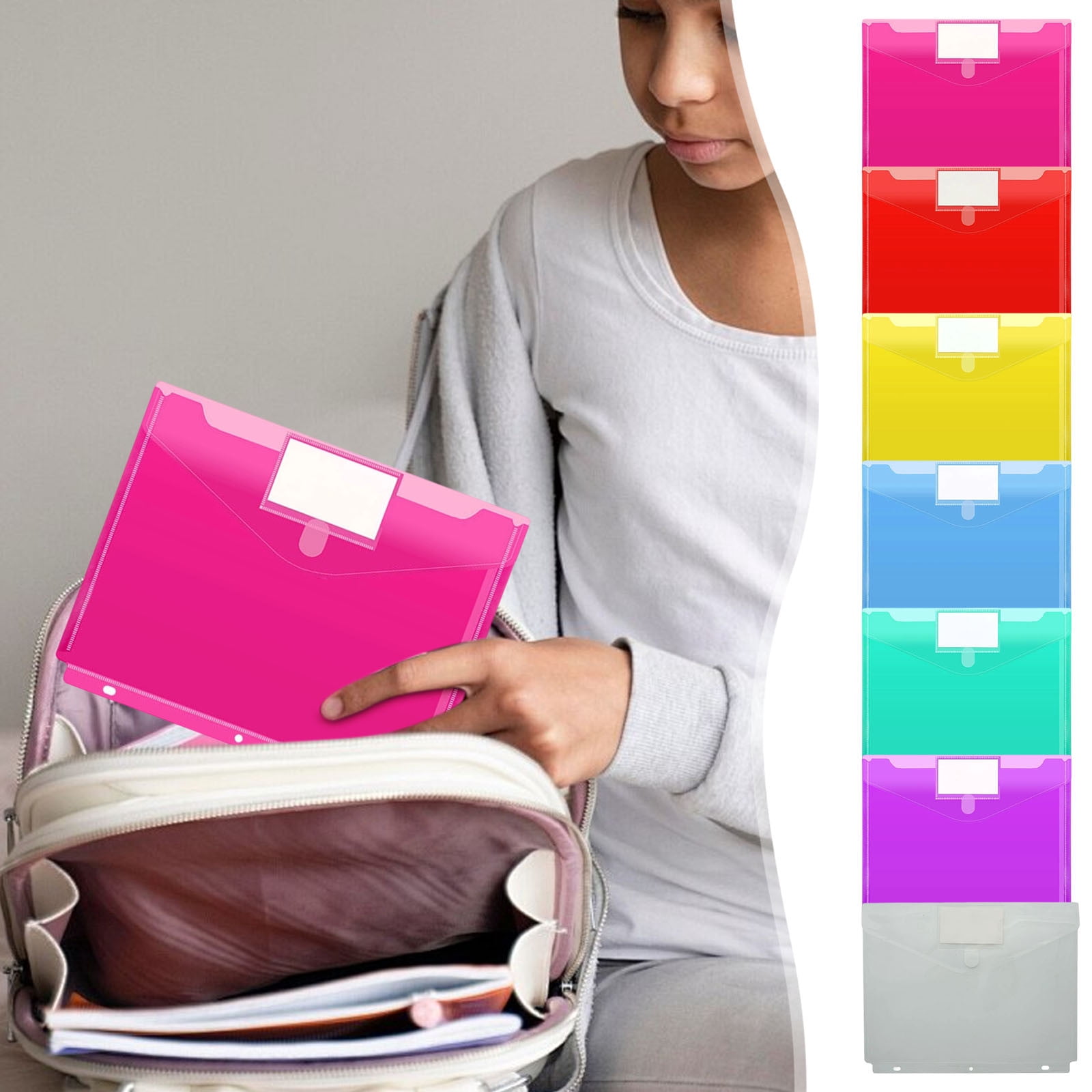 Beautynvta Binder Pocket, Binder Pockets for 3 Ring, Clear Binder ...