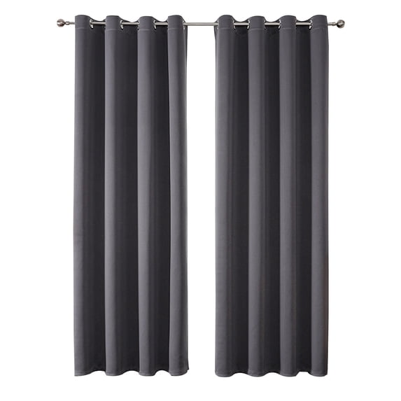 Beautynvta Blackout Curtains for Bedroom, Grommet Top Living Room Drapes, Thermal Insulated Blackout Curtains, 2 Panels, 39.4''x51.2'', Gray
