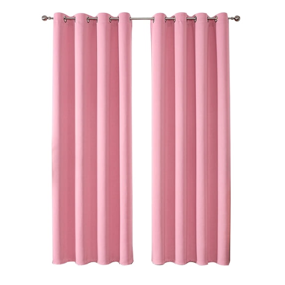 Beautynvta Blackout Curtains for Bedroom, Grommet Top Living Room Drapes, Thermal Insulated Blackout Curtains, 2 Panels, 39.4''x51.2'', Pink