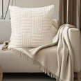thumbnail image 1 of Beautynvta Boho Decorative Throw Pillow Covers, 18''x18'' Solid Color Velvet Pillowcase, Modern Farmhouse Home Decor for Sofa Living Room Couch Bed, Machine Washable, 1 of 6