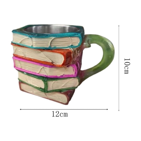 Beautynvta Book-Stack Coffee Mug, Painted Literature-Themed Cups for Tea, Unique Books Stack Coffee Cup, Gifts for Book Lovers, Office & Home Use