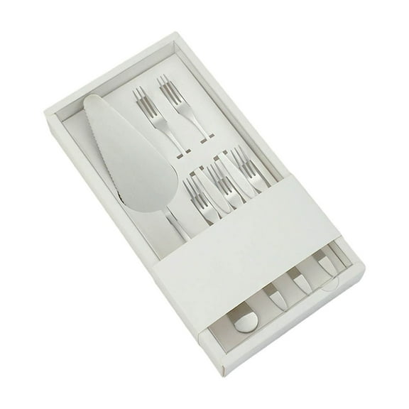 Beautynvta Cake Flatware Set, Cake Cutter for Wedding, Birthday and Party, Wedding Shovel and Cake Serving Set, Stainless Steel Flatware Set, 1 Shovel and 5 Forks, Silver