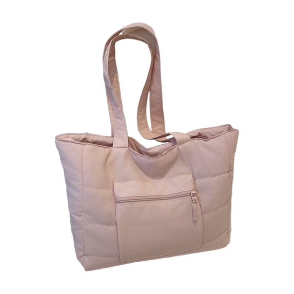 Beautynvta Canvas Tote Bag for Women, Lightweight Puffy Tote Bag with Compartments Quilted Shoulder Bag Handbag for Travel, Work, Gym