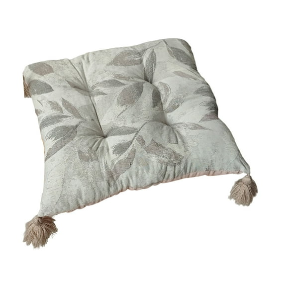 Beautynvta Chair Cushion with Tassels, Square Cotton Linen Floor Cushion, Super Soft Comfortable Seat Cushion for Home Kitchen Dining Room Office, 17.7''x17.7''