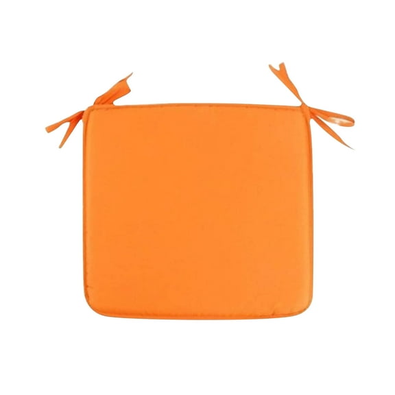 Beautynvta Chair Cushions, Thin Square Chair Cushion with Ties, Dining Kitchen Chair Pads with Non-Slip Bottom for Kitchen, Indoor Dining Room, Patio Chairs, 15.75x15.75 In, Orange