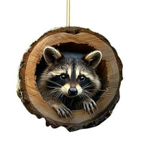 Beautynvta Christmas Animalss Ornaments, Acrylic Tree Hole Squirrel/Raccoon Pendant Car Pendant, Hanging Ornaments for Christmas Tree Holiday Party Gifts Decoration