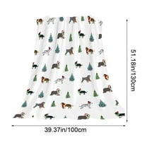 Beautynvta Christmas Blanket, Christmas Tree and Dog Printed Throw Blanket, Christmas Flannel Blanket, Warm Winter Decorative Throw for Sofa Couch Bed, 39.4''x51.2''