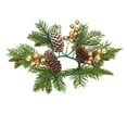 thumbnail image 1 of Beautynvta Christmas Candle Ring Wreath, 12.6'' Artificial Pine Needles Wreath with Pinecone and Gold Berry, Xmas Candlestick Wreath for Home Table Centerpiece Indoor Decor, 1 of 6