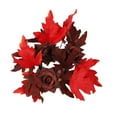 thumbnail image 1 of Beautynvta Christmas Candle Rings Wreath, 11.8'' Red Artificial Maple Leaf Rose Candle Garland for Thanksgiving Halloween Autumn Wedding Party Fall Table Centerpiece Decor, 1 of 6