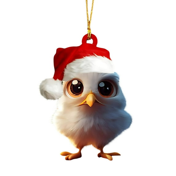 Beautynvta Christmas Chicken Ornament, Acrylic 2D Flat Christmas Tree Decoration Chicken Hanging Pendant, for Christmas Tree Outdoor Hanging Christmas Ornaments