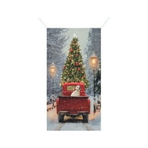 Beautynvta Christmas Door Cover, Snowy Truck Dog Christmas Tree Design Door Hanging Banner Backdrop, Christmas Front Door Decorations, Festival Party Decoration, 71x35 Inch