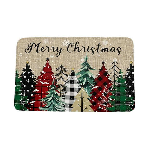Beautynvta Christmas Door Mat, 19.7x31.5 Inch Christmas Tree Snowflake Printed Welcome Doormat, Non-Slip Christmas Front Door Mat for Entryway Indoor Outdoor